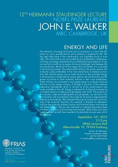 12. Hermann Staudinger Lecture mit Nobelpreisträger John E. Walker: "Energy and life"