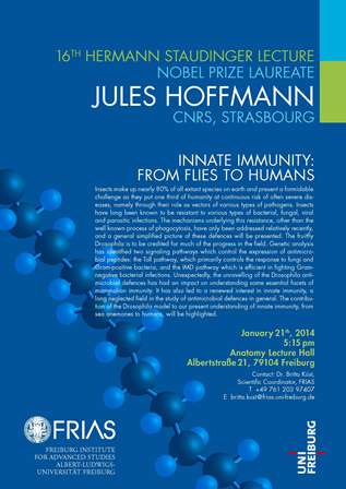 16. Hermann Staudinger Lecture mit  Nobelpreisträger Jules Hoffmann am 21. Januar 2014