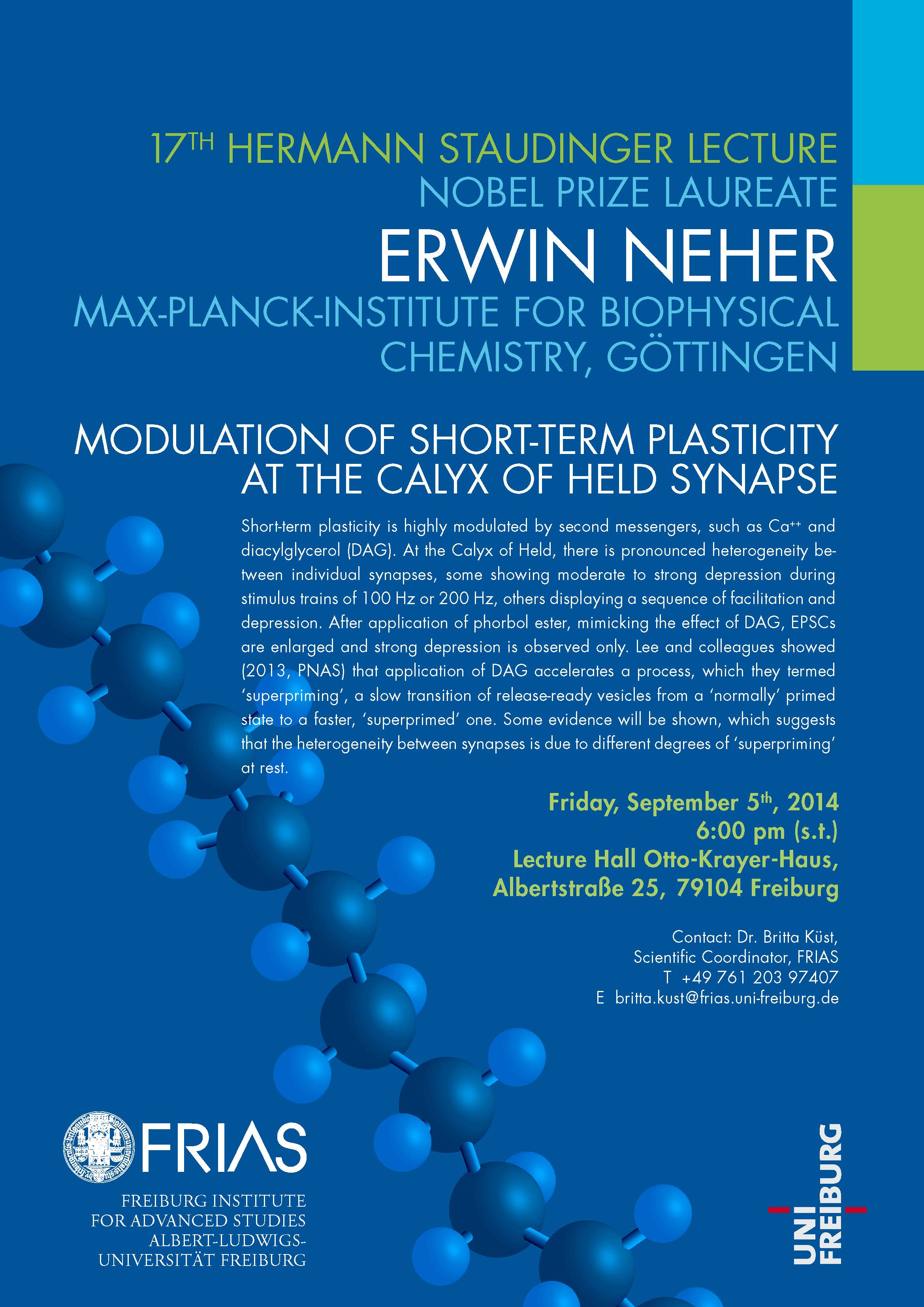 17. Hermann Staudinger Lecture mit Nobelpreisträger Erwin Neher am 5. September 2014 